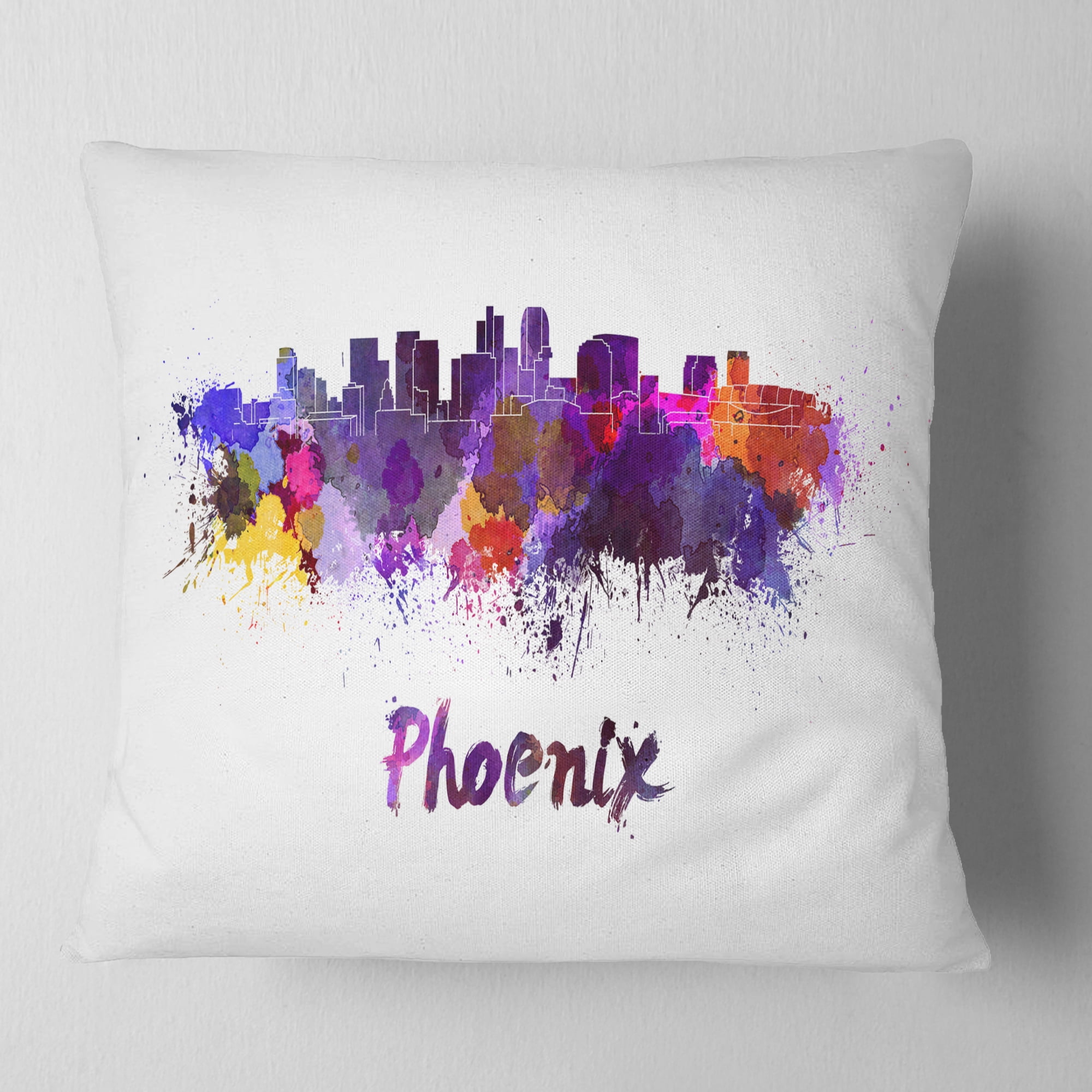 Designart Phoenix Skyline - Cityscape Throw Pillow - 16x16
