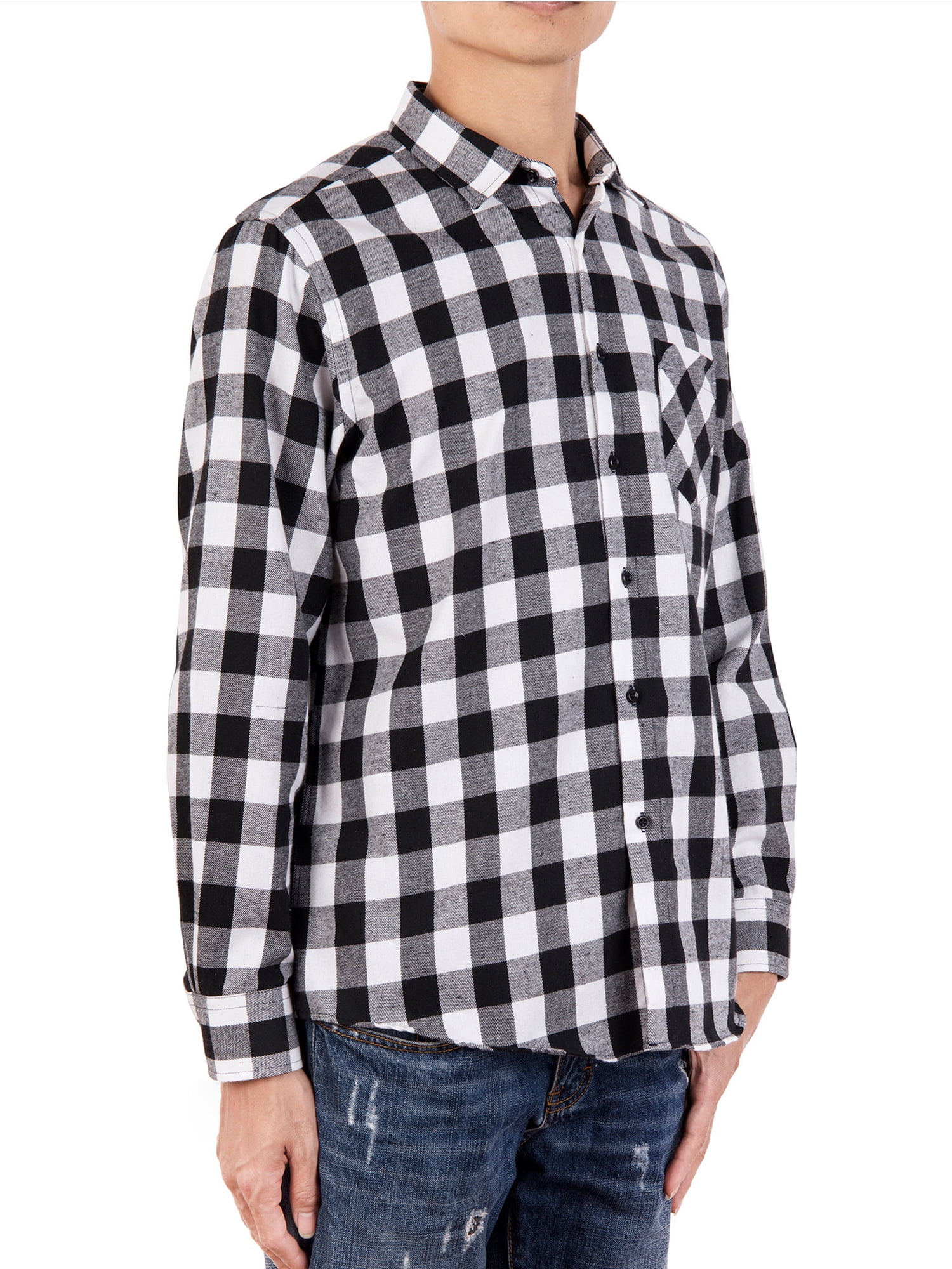 SAYFUT Men's Big and Tall Button Up Shirts Outfit Plaid Long Sleeve