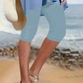 thumbnail image 2 of DDAPJ pyju Capri Leggings for Women Rhinestone High Waist Capris Pants Tummy Control Knee Length Slim Fit Yoga Cropped Trouser Today's Sales Light Blue XXXL, 2 of 6
