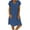 Blue, variant on ICHUANYI Womens Fashion Loose V Neck Solid Dress Short Sleeve Cotton Linen Dress Spring Summer New Trending 2024