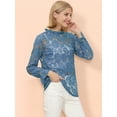 thumbnail image 2 of Women's Long Bell Sleeve Sheer Floral Lace Blouse Tops, 2 of 5