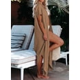 thumbnail image 3 of Asyoly Women's Casual Short Sleeve Shirt Dress Side Split Button Down Long Cardigans Swimsuit Cover Ups, 3 of 5