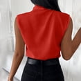 thumbnail image 3 of Camisas elegantes sin mangas con solapa de oficina para mujer, blusa de trabajo informal de Color sólido, chaleco, camisetas holgadas con cuello en V, camisetas sin mangas Pompotops  lopia997495, 3 of 5