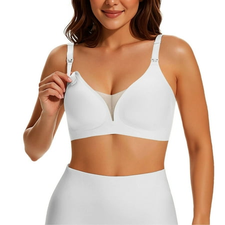 Arlun,Nursing Bras for Breastfeeding Smooth Seamless Wireless Bras Full Coverage Soft Support Mesh Comfort and Breathable No Underwire Bralettes White XXL