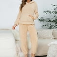 thumbnail image 5 of Enjoytime Lounge Sets for Women Solid Color Long Sleeve Hoodies Elastic Waist Long Pants 2 Piece Outfits Comfy Warm Fall Winter Matching Set, 5 of 8