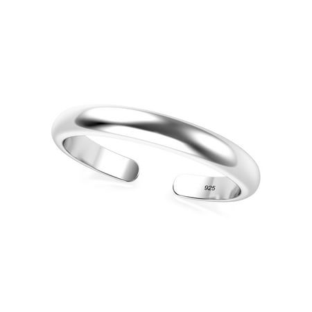 Sterling Silver Turquoise Toe Ring - Sterling Silver 2MM Plain Dome Adjustable Toe Band Ring