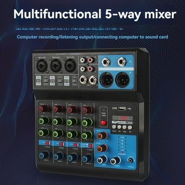 A5 Live SoundCard Mixing Console Mixer for Live Streaming DJ Audio Equipment Professional Audio 5Channel Sound Mixer(US)