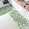 thumbnail image 2 of Live Life Laugh Green Kitchen Rugs Set of 2, Spring Summer Bloom Daisy Flower Leaves Kitchen Mats Decor, Floral Seasonal Floor Door Mat Home Decorations -17x29 and 17x47 Inch, 2 of 6