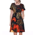 thumbnail image 1 of Vsdgher Motif Floral Ardent pour Femmes Été 2025 Robes Midi Décontractées Légères Manches Courtes Col Rond Robe de Plage, 1 of 6