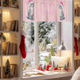 thumbnail image 3 of Valances for Windows Merry Christmas Cute Cat with Hat Rod Pocket Short Curtain for bathroom living room bedroom White Snow on Pink 1 Panel 54x18in, 3 of 7