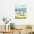 thumbnail image 2 of COMIO Shuangshu Beach Canvas Wall Art Decoration: bedroom, living room, modern abstract beach chair, sand painting, blue waves, sea view painting, texture, white printed artwork, 2 of 4