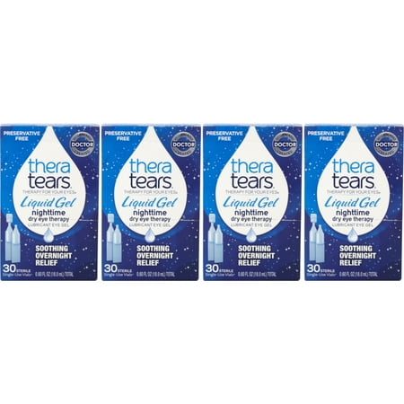 4 Pack - TheraTears Liquid Gel NIGHTTIME DRY EYE THERAPY Single-Use Containers 30 Each