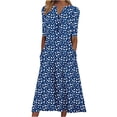 thumbnail image 2 of Zorckvet Summer Dresses for Women with Pockets Loose Button Down Long Fashion V Neck Womens Dress Short Sleeve, 2 of 5