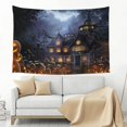 thumbnail image 3 of Casa embrujada de Halloween Tapiz impreso Tapices de fiesta Arte Colgante de pared Banner para sala de estar Dormitorio Decoración del hogar 100X 75 CM, 3 of 5