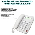 thumbnail image 3 of Teléfono fijo alámbrico con identificador de llamadas pantalla LCD y botones grandes Color Blanco, 3 of 5