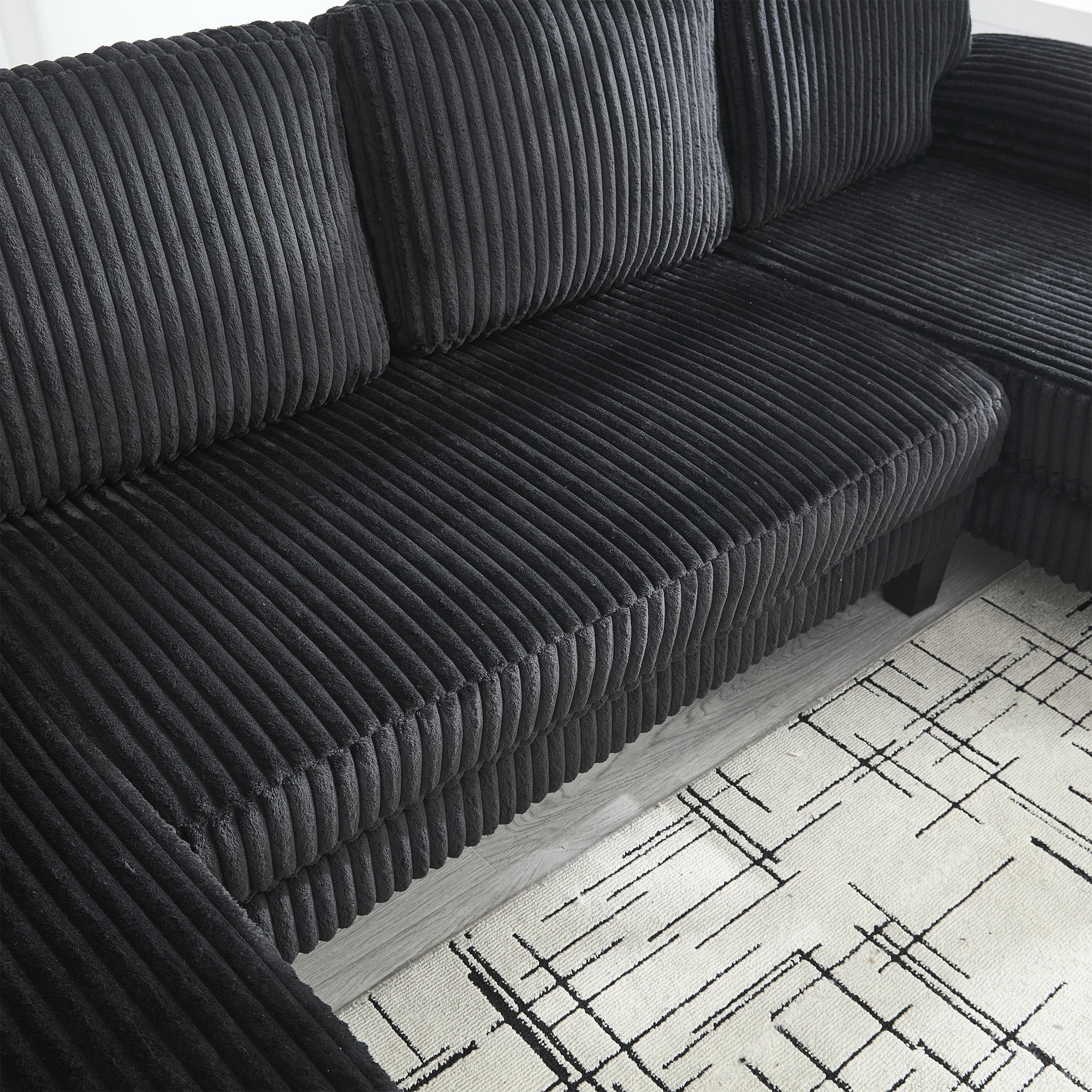 114.2" U-Shaped Sectional Sofa with Double Chaise,Velvet Modern Modular Sofa Couch,4 Seat Oversized Sofa for Living Room,Apartment,Black