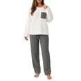 thumbnail image 5 of Miqool Womens Fuzzy Fleece Pajama Sets 2 Piece Long Sleeve Winter Warm Loungewear Sleepwear with Pocket, 5 of 9
