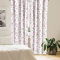 thumbnail image 2 of Ambesonne Pastel Window Curtains, Cats Hearts and Flowers Fun, Each 28" W x 63" L, Pastel Pink and Blush, 2 of 4