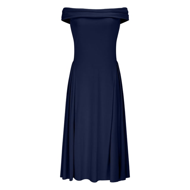 Robes Bleu Marine pour Femmes Sans Bretelles à Épaules Ouvertes Robes de Retour à la Maison pour Femmes Formelles Soirée de Rendez-Vous Robes de Soirée Modestes Concert Aguichant Basique Midi Longueur Genou Été Automne 2025 m