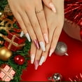thumbnail image 3 of Niusricy 24Pcs Christmas Fake Nails Long Square Nails Full Cover Glue On Nails with Snowflake Heart Glitter Design, 3 of 7