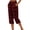 #03 Red 【Mix & Match: Stock Up on Your Favorite Colors】, variant on Women's Soft Cotton Straight Leg Capris with Elastic Waist, Button Front, Flowy Fit, Mid Waisted, Tummy Control, Casual Summer Cropped Pants, Plain Solid for Work, Travel,
