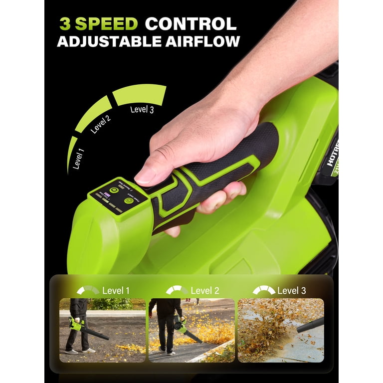 HOTREE Cordless Electric Leaf Blower, 600CFM/170MPH, 3 Speed Mode