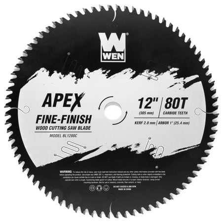 UPC: 0044459993605 | WEN Products Apex 12-Inch 80-Tooth Carbide-Tipped Fine-Finish Industrial-Grade Woodworking Saw Blade with Cool-Cut Coating