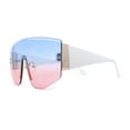 thumbnail image 3 of Rimless Oversize Shield Racer Diva Sunglasses Gold White Blue Pink, 3 of 4