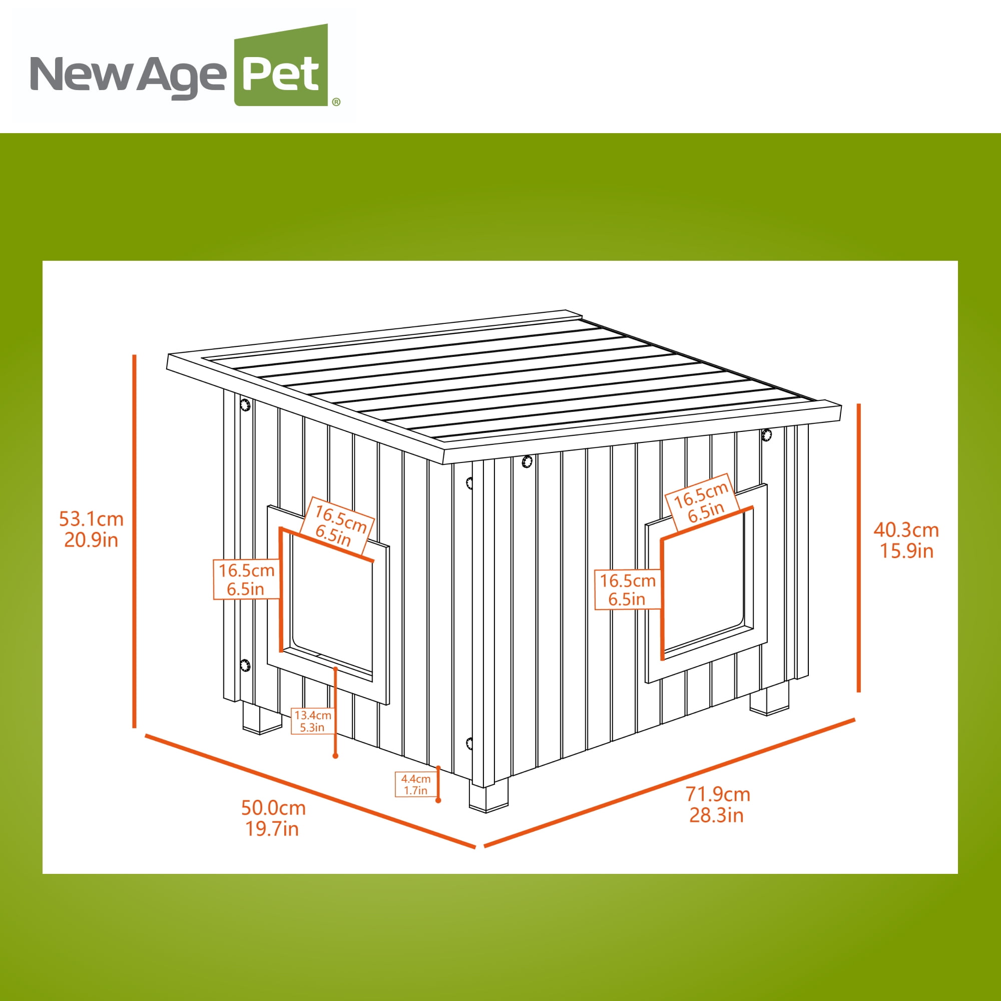 New Age Pet® ECOFLEX® Outdoor Cat House X Large Weather Resistant, Raised Floor