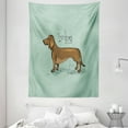 thumbnail image 1 of Dachshund Tapestry, Dachshund Puppy on an Abstract Turquoise Background Pure Breed Animal, Wall Hanging for Bedroom Living Room Dorm Decor, 60W X 80L Inches, Turquoise Brown Black, by Ambesonne, 1 of 2