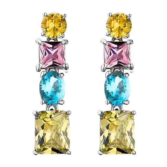 Confetti Jewel Dangle Earrings Womens Multi Color and Cut Cubic Zirconia Ginger Lyne Collection
