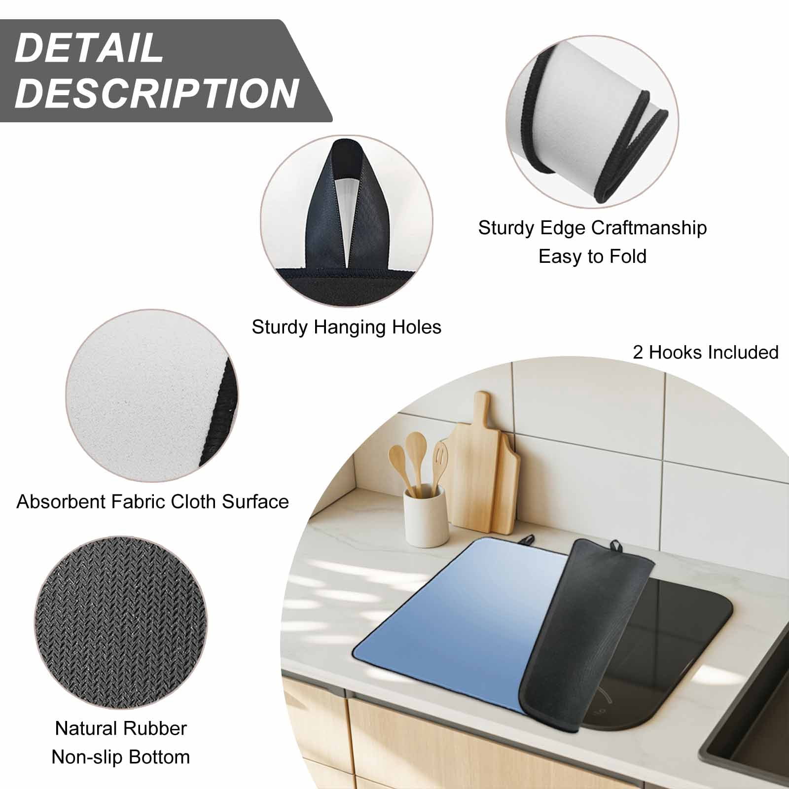 Blue Ombre Stove Top Cover for Electric Stove, Heat-proof & Non Slip Glass Top Stove Cover Protector, Modern Minimalist Gradient Aesthetic Kitchen Flat Cooktop Rubber Mat 24x21 Inches