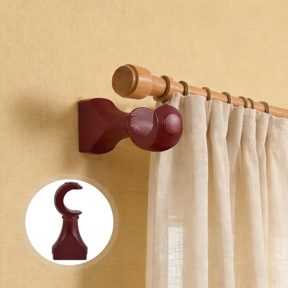 LOLIPPYY 2-Pack Brown Wooden Curtain Rod Brackets Set, Heavy Duty Load Bearing for Home Window Drapery and Curtain Support