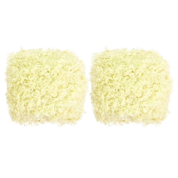 33yds Hilo Esponjoso, 2 Madejas de Hilo Difuso, Hilo de Piel Sintética para Crochet Suave y Peludo, Amarillo Claro