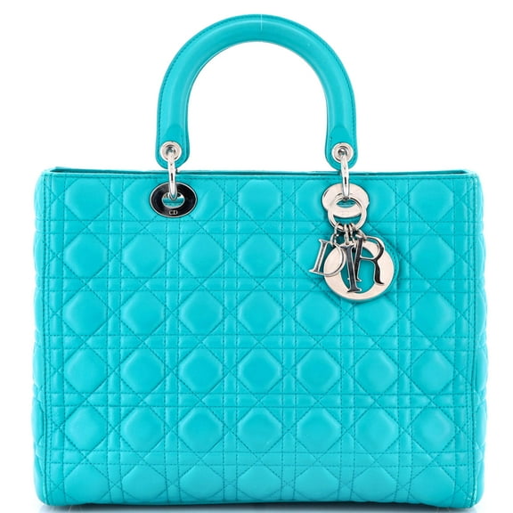 Pre-Owned Lady Dior Bag Cannage Quilt Lambskin Large By Rebag