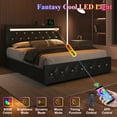 thumbnail image 5 of E-Motie Full Size LED Bed Frame with 4 Storage Drawers , Upholstered Platform Bed Frame with Outlets and Charging Ports, PU Leather, Black, 5 of 12