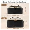 thumbnail image 2 of Bolsa de maquillaje Prite Travel impermeable de piel vegana negra, 2 of 9