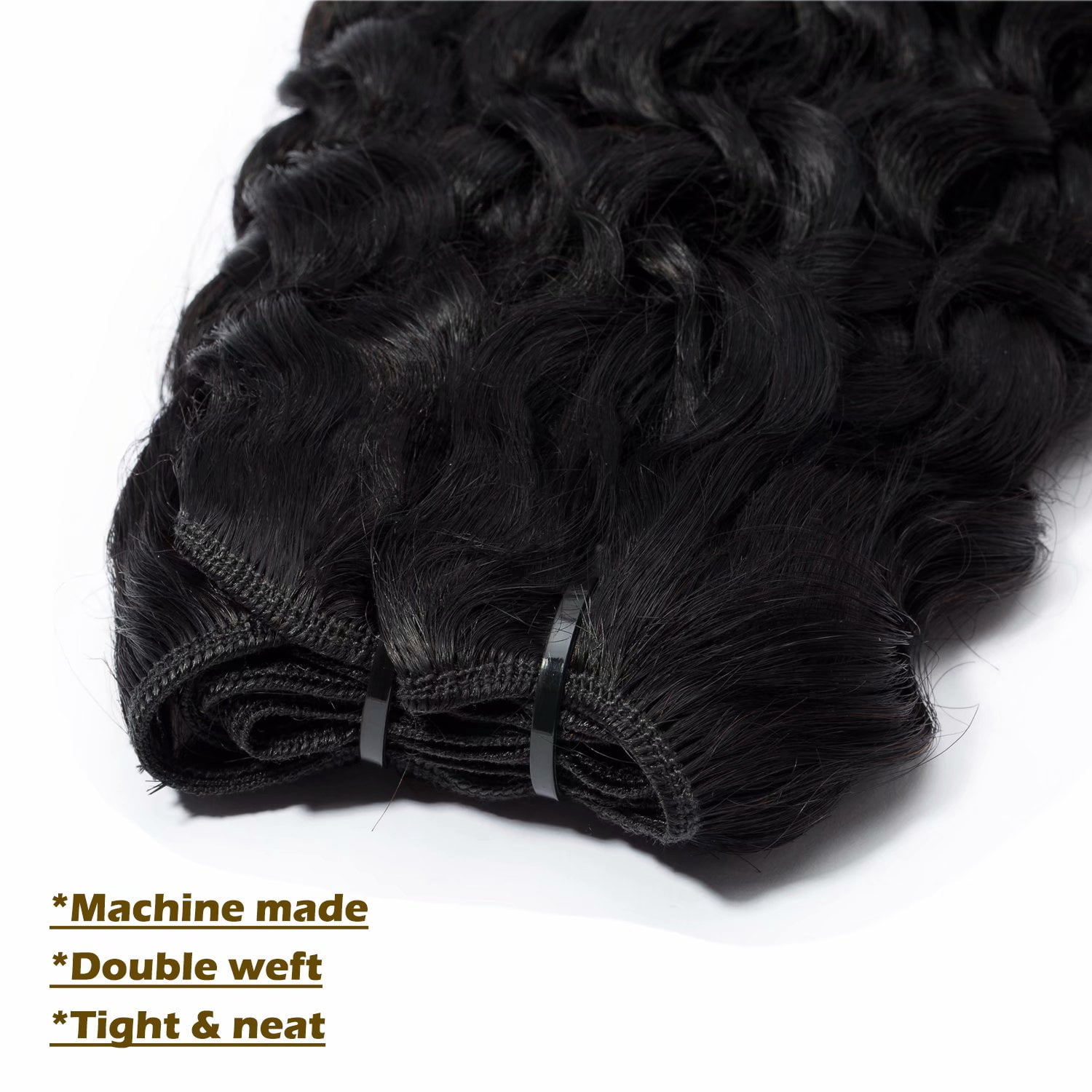 Benehair 100% Virgin Human Hair Extensions Brazilian Hair Weave Weft 1-3 Bundles Thick Water Wave Wavy Black Women 100g 14"-24"
