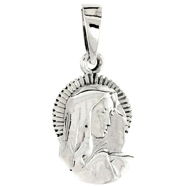925 Sterling Silver Blessed Virgin Mary Charm Pendant 19mm