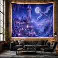 thumbnail image 4 of Grand Purple Dragon Flying Above Moonlit Castle, Dramatic Fantasy Style for Dragon Lovers, Castle Wall Art, Birthday Gift Tapestry Wall Hanging for Bedroom and Dorm, 4 of 4