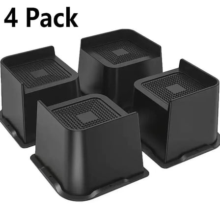 Bed Risers 4 inch Heavy Duty, 4 Pack Oversized Furniture Risers 6 inch, Black Bed Lifts Risers for Table, Sofa, Chair, Couch, Desk, Bed Frame Risers Supports Up to 6,500 Lbs