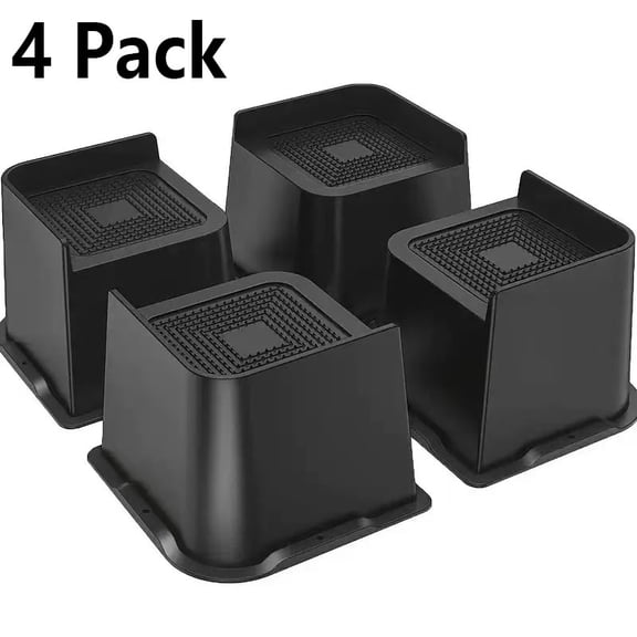 Bed Risers 4 inch Heavy Duty, 4 Pack Oversized Furniture Risers 6 inch, Black Bed Lifts Risers for Table, Sofa, Chair, Couch, Desk, Bed Frame Risers Supports Up to 6,500 Lbs