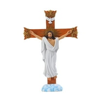 WINDLAND Resin for Cross Crucifix Jesus Statue Catholic Figurine Wall Hanging Sculpture D