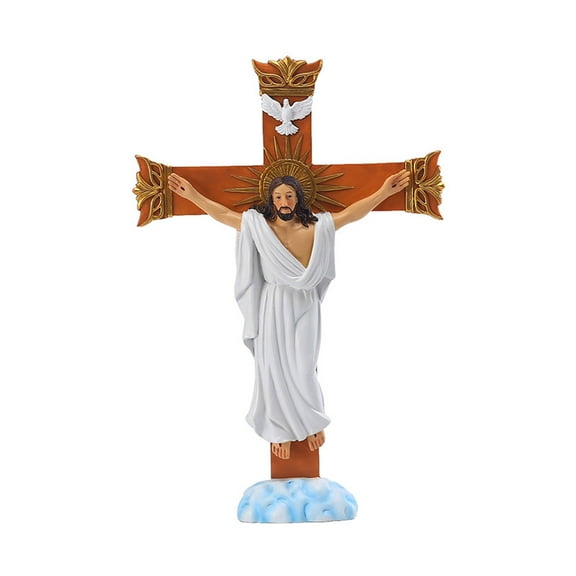 WINDLAND Resin for Cross Crucifix Jesus Statue Catholic Figurine Wall Hanging Sculpture D