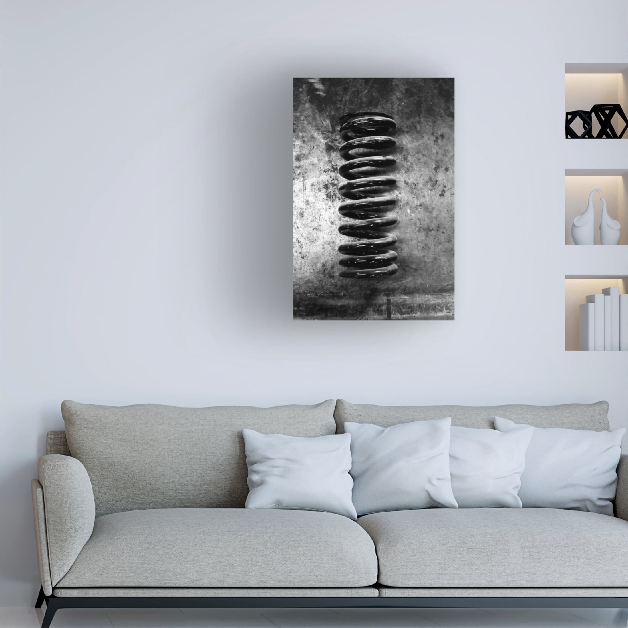 Canvas Wall Art - Clive Branson 'Black Car Suspension Spring' Wall Art for Living Room, Bedroom, or Office Décor by Trademark Fine Art - 16 x 24 Inches