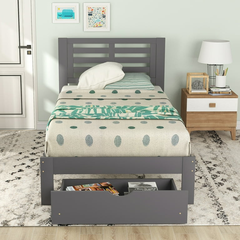 Walmart twin bed frame with deals drawers