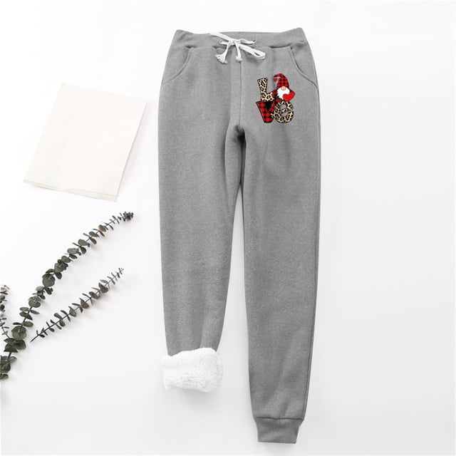 LSLJS Women's Christmas Santa Claus Print Leggings With Elastic Drawstring Pockets Thick Warm Pants, Womens Work Pants
