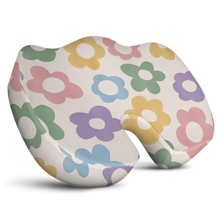 Premium Daisy Pattern Memory Foam Seat Cushion Ergonomic Chair Pad for Office Chair Car Airplane & Bleachers Sciatica Tailbone Hip & Back Pain Relief - Chair Cushion for Long Office Workers.