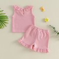 thumbnail image 6 of MEZZALL Summer Baby Girls Sleeveless O-Neck Tops And Frill Edge Shorts Lightweight Toddler Outfit For Warm Weather Cute Bow Adornments And Solid Color Ensemble Comfort Clothes Sets, 6 of 7