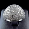 thumbnail image 5 of Anillos redondos de hip hop para hombre, color plata, con circonita cúbica helada, anillo de joyería, 7, plata, 5 of 5